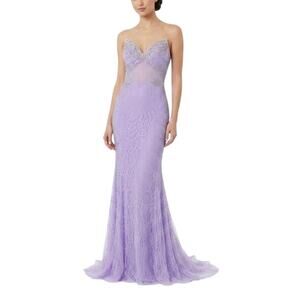 Jovani 5503 Beaded Lace Strapless Mermaid Evening Gown Purple Size 10 Dress